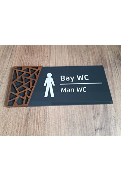 Yönline Ahşap Detaylı Pleksi Wc Tabelası Set