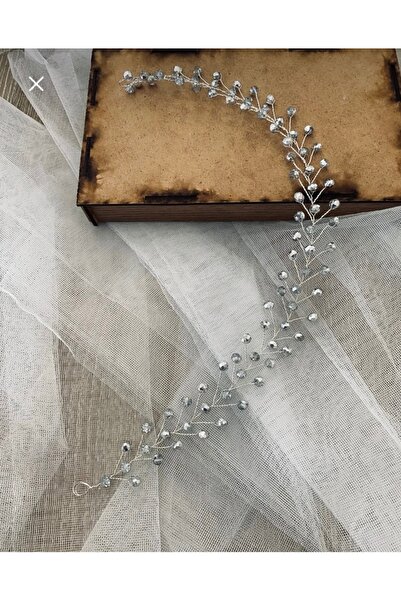 ASİMEL TASARIM Gray Lace Bridal Tiara Hair Accessory Wedding Henna Nikah Promise Engagement Graduation