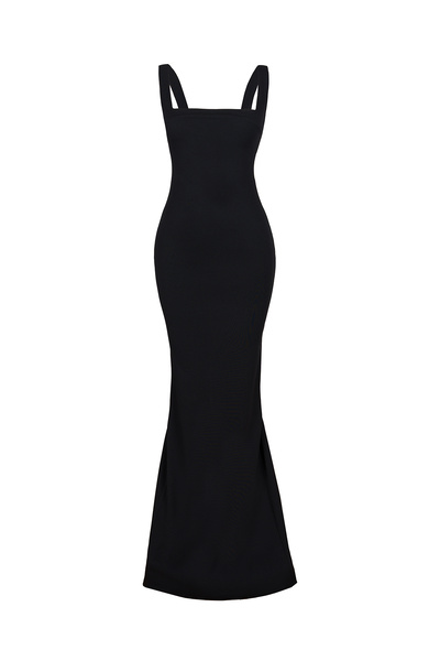 laulei Rochie neagră cu guler pătrat