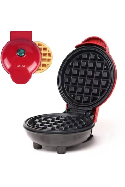 SOKANY Multifunctional Belgian waffle maker 350W, non-stick plates, fast heating, red