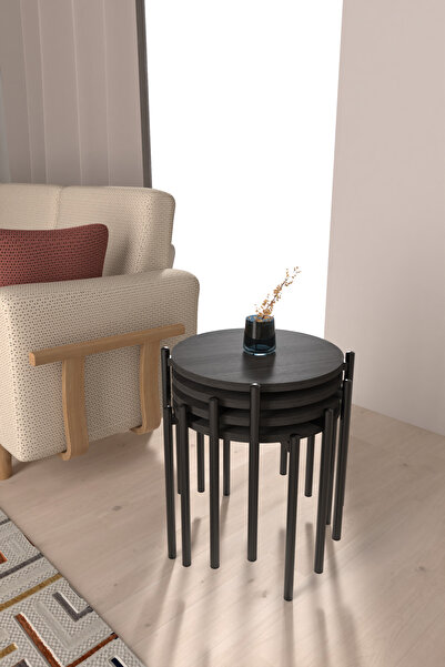 VİLİNZE Ay Metal Çok Amaçlı Zigon Tabure (4 Adet)