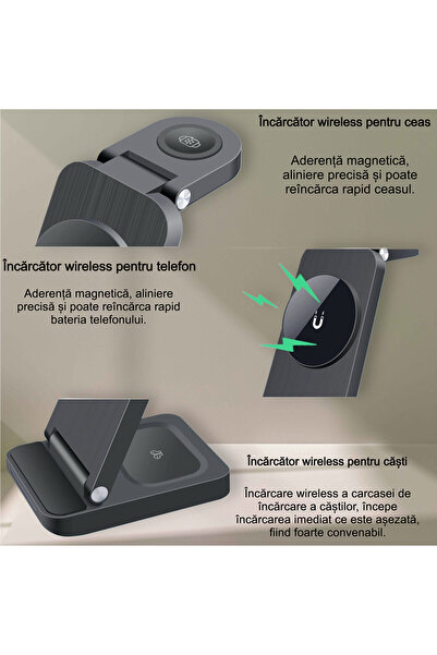 OEM 3 in 1 Magnetic Foldable Wireless Charger 15W Fast Charge for iPhone Apple Watch AirPods