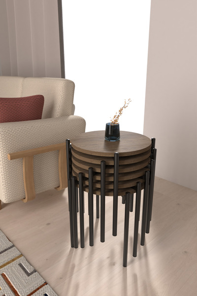 VİLİNZE Ay Metal Çok Amaçlı Zigon Tabure (6 Adet)