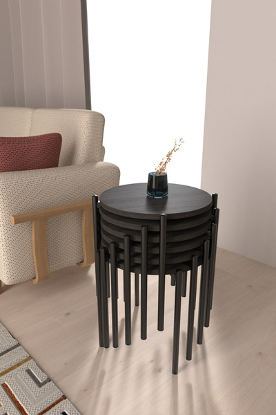 VİLİNZE Ay Metal Çok Amaçlı Zigon Tabure (6 Adet)