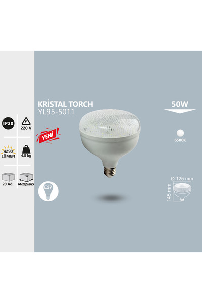 Noas Kristal Torch LED Ampul E27 50W 6500K Soğuk Beyaz YL95-5011