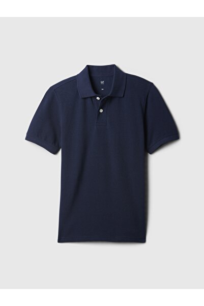 GAP Erkek Çocuk Lacivert Logo Piqué Polo Yaka T-Shirt