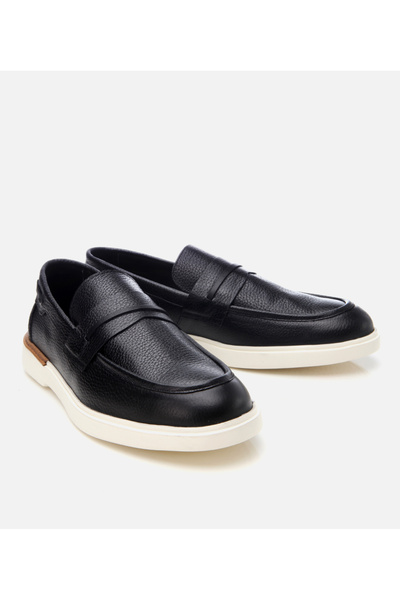 Hotiç Men's Leather Black Ultra Light Sole Classic Loafer