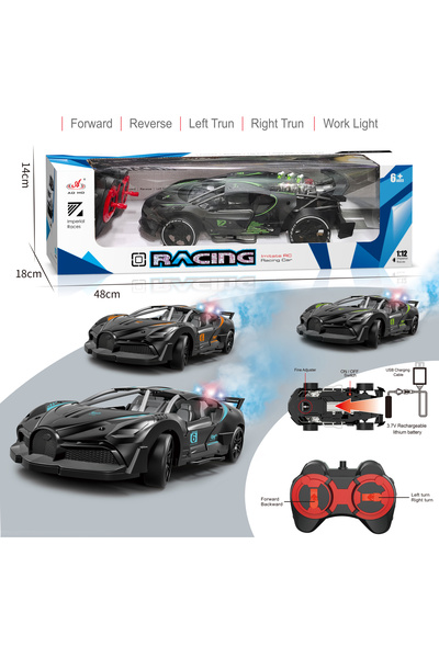 None سيارة سباق تعمل بالتحكم عن بعد بمقياس 1:14 مع رذاذ ضبابي وبطارية (4 قنوا...