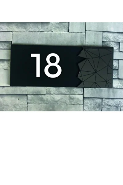 Yönline Decorative Mirrored Smoked Door Number - 18