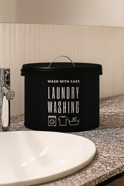 hemlife 2 Compartment Detergent Storage Box Printed Laundry Detergent Box with Lid