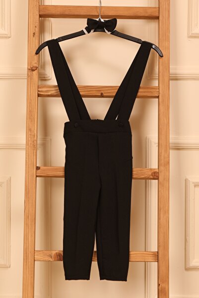 KÜÇÜĞÜM BUTİK Black Salopet Pants and Bow Tie (Salopet-Bowknot)