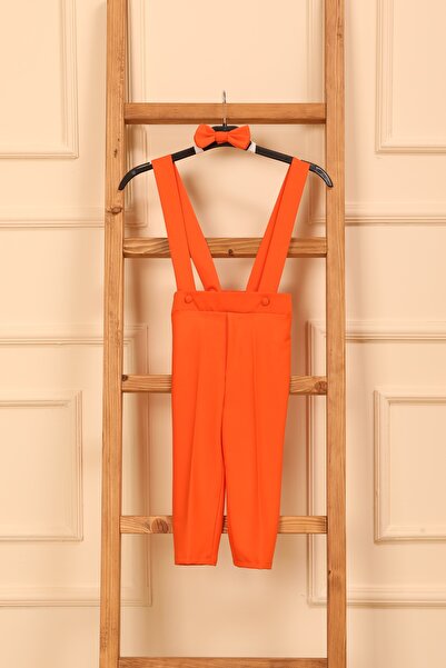 KÜÇÜĞÜM BUTİK Orange Salopet Trousers and Bow Tie (Salopet-Bowknot)