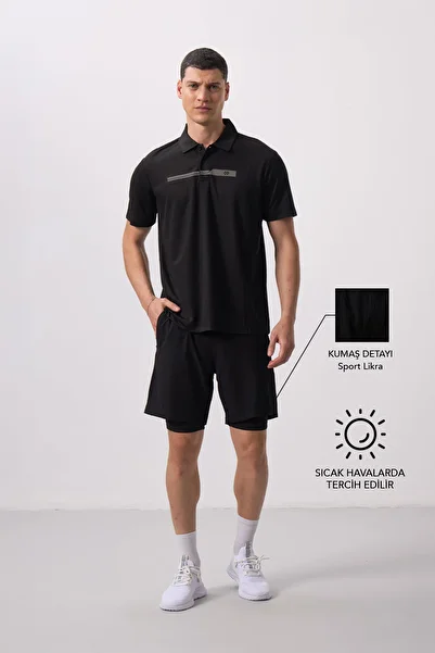 TOMMY LIFE Black Slim Soft Standard Fit Men's Tights Shorts - 81287