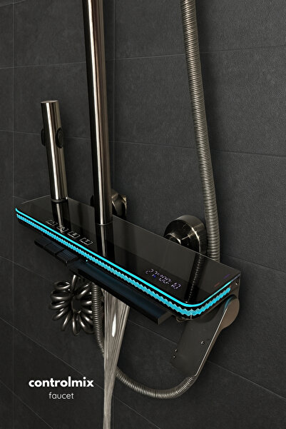 CONTROL MİX LÜX DİJİTAL GÖSTERGELİ VE LEDLİ 5 FONKSİYONLU PİYANO DUŞ SETİ PASLANMAZ