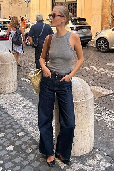 Madmext Gri Kalın Askılı Regular Kesim Basic Atlet MG2059