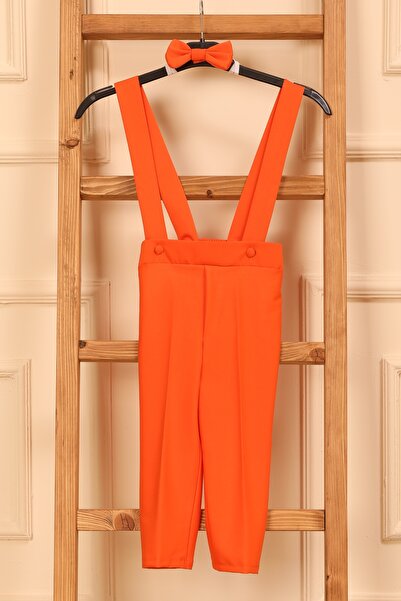 KÜÇÜĞÜM BUTİK Orange Salopet Trousers and Bow Tie (Salopet-Bowknot)