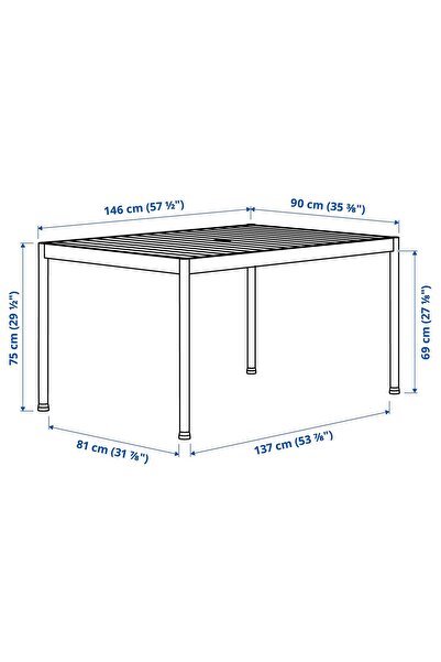 IKEA yemek masası, beyaz-bej, 91x147 cm
