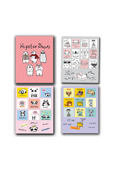 FLY COLOR A4 Stitched 80 Sheets 2 Squares 2 Lines School Notebook Set P.P Cover