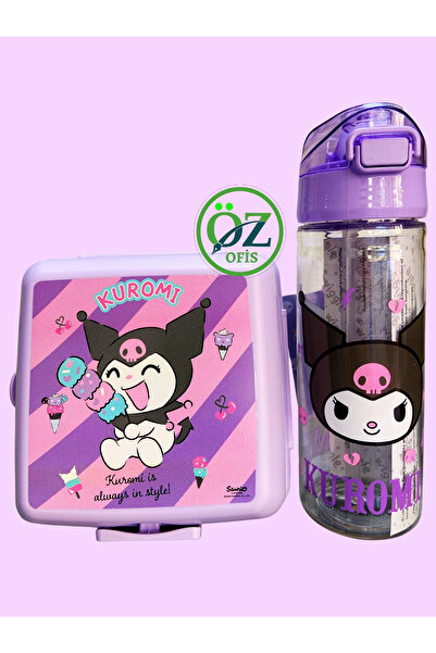 ÖZ OFİS Lisanslı Kuromi Tritan Matara 500 ml Ve 2 Katlı Beslenme Kabı Yemek 2...