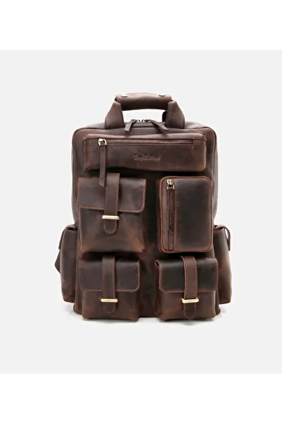Hotiç Men's Leather Tan Backpack