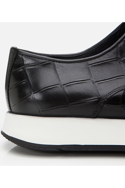 Hotiç Pantofi casual din piele pentru bărbați cu model crocodil negru