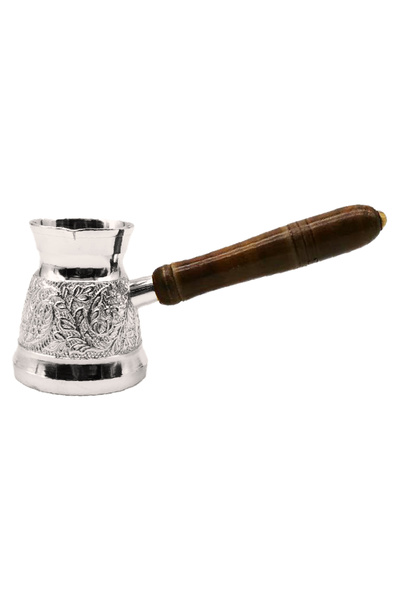 ELEGANT HOME Turkish Coffee Pot Copper 10 cm, 3 Cups with Wooden Handle Made in India