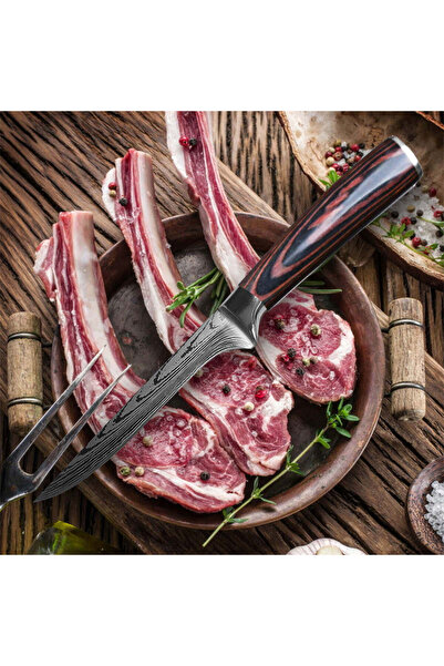 OEM Set cutite profesionale de bucatarie, otel Japonez HRC 60, calire laser, maner deluxe pakka, 9 cutit