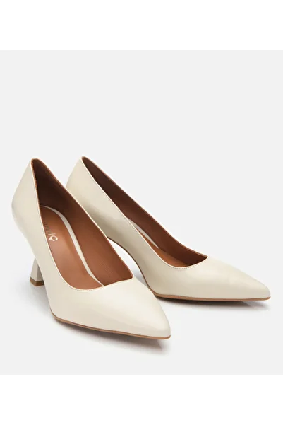 Hotiç Women's Leather Ecru Flexible Sole Stiletto