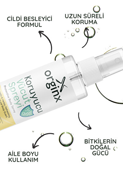 Orginx Doğal Koruyucu Sivrisinek ve Kene Kovucu Sprey Losyon Bitkisel Tüm Vücut İçin Aile Boy 100 ml