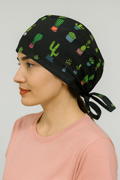 Dr. Mitra CERRAHİ BONE,DOKTOR,HEMŞİRE BONESİ,DESENLİ,UNISEX,PAMUKLU,SİYAH