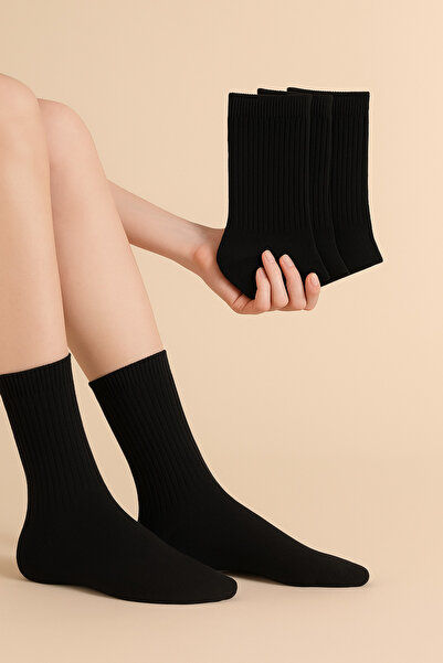 Zerenyus Памучни спортни чорапи, унисекс - 3 чифта, черни