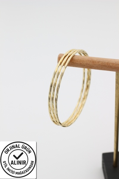 XUPING JEWELRY Stil Incisi/ 14 Ayar Altın Kaplama Dalgalı Ajda Bilezik ( 2 Adet)