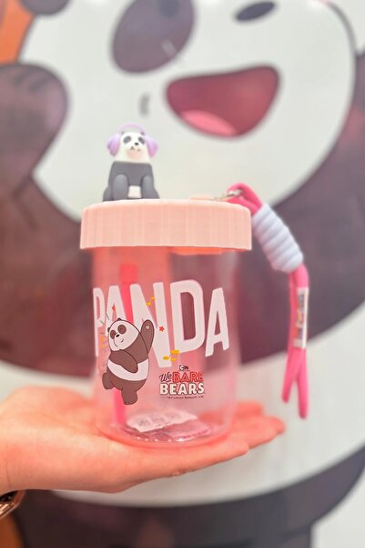 Miniso We Bare Bears Lisanslı Askılı Plastik Şişe (520mL) (Panda)