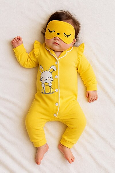 Sparrow Laurel Kız Bebek Tavşan Baskılı Önden Düğmeli Mevsimlik Penye Pijama,...