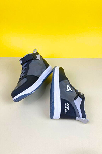 Zerenyus Boy's Black Smoked Basket Sneaker - Velcro and Throat