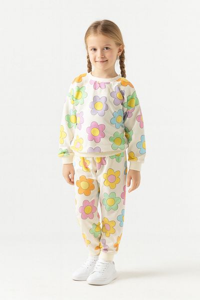 minikiss 3 Pcs Two Rope Drawstring Seasonal Printed Bottom Top Girl Children's Double Set