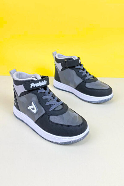 Zerenyus Boy's Black Smoked Basket Sneaker - Velcro and Throat