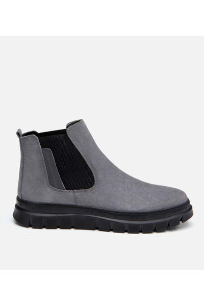 Hotiç Cizme casual gri din piele pentru bărbați