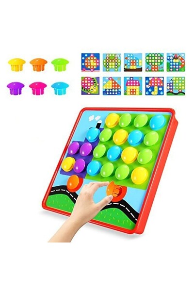 Helga Toys Joc de creatie Button Idea cu 12 planse si 46 de butoane colorate