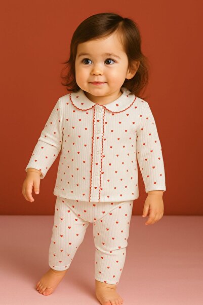 Baby Bakkal طقم بيجامة قلب الطفل (0-3) للأطفال الرضع