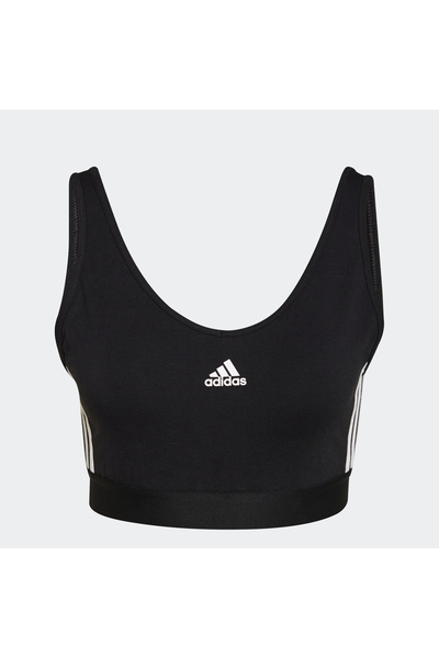 adidas Γυναικεία Απαραίτητα: Κροπ Τοπ με 3 Ρίγες και Αφαιρούμενα Μαξιλαράκια L