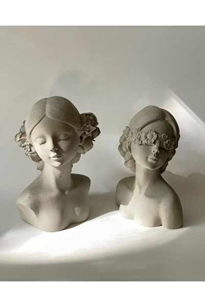 Home SZN DESİGN 2 Li Minimal Kadınlar Figür Tv Altlığı Masa üstü Süs Banyo Kış bahçesi Beton