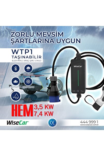 WiseCar WTP2 | 7.4kW & 3.5kW Akıllı Elektrikli Araç Şarj Cihazı