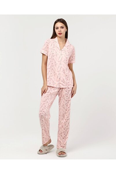 LadyMina Pijama Σετ πιτζάμες από 100% βαμβακερό χτενισμένο Koton - Powder Bra...