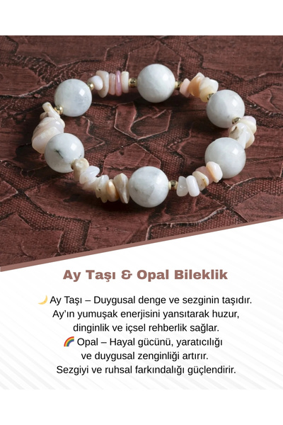Saff Doğal Taş Sertifikalı Doğal Taş Ay Taşı & Opal Bileklik – Saff Doğal Taş