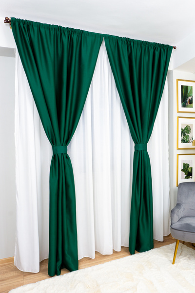 Harnicuta Set of 2 Emerald Green Blackout Curtains with Rejansa, Choice of Dimensions: Width x Height