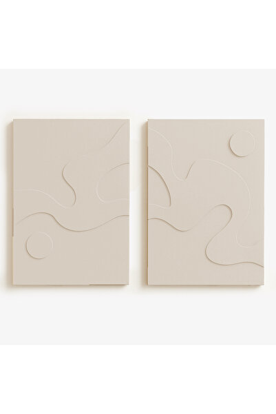 BEIGE Olea 2'li El Yapımı Ahşap Soyut Tablo 36x27