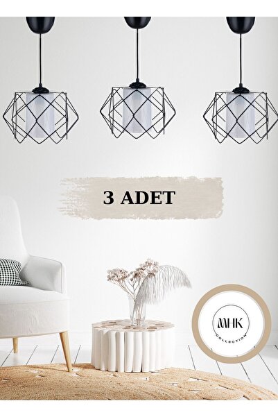 MHK Collection Modern Tasarım Labirent Model Beyaz Mikalı Avize 3 Adet