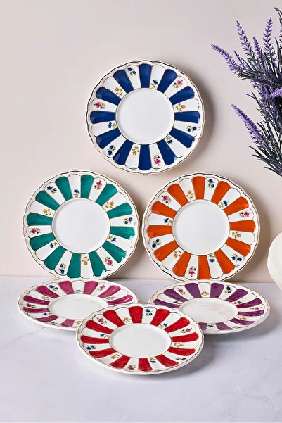 Perotti Std Balat 6-Piece 6-Color Porcelain Tea Plate Set Acem