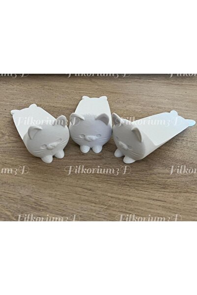 Filkorium3D Kedi Kapı Stoper 3'lü Set | Şirin, Güvenilir ve İşlevsel Kapı Tutucu | Beyaz plastik